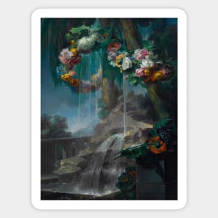 An Outdoor Scene With A Spring Flowing Into A Pool by Miguel Parra Abril Sticker